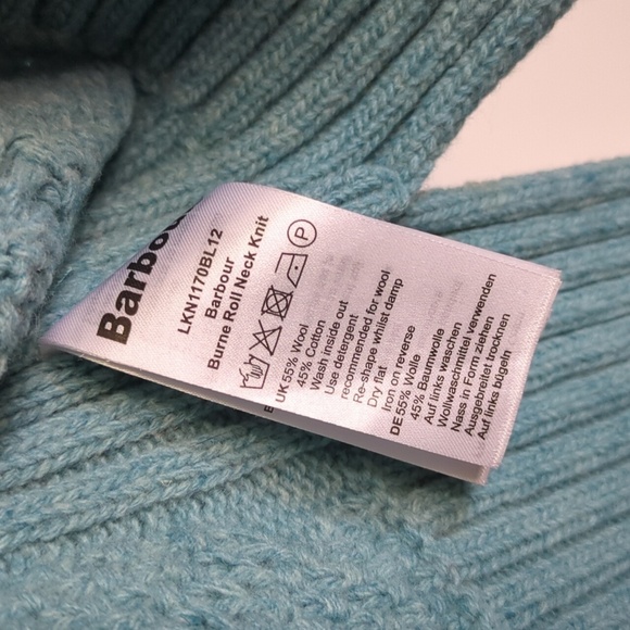 Barbour Turquoise Cable Knit Turtleneck Sweater Size 6 - Picture 5 of 10